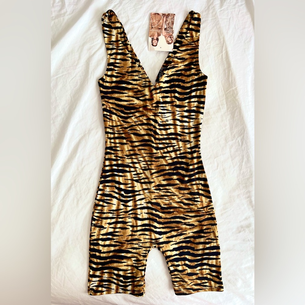 Naked Wardrobe Sporty Animal Print Romper